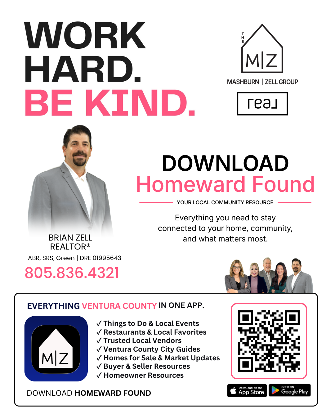 Brian Zell | Homeward Found App Brian Zell, The Mashburn Zell Group REALTOR contact card with Homeward Found app download